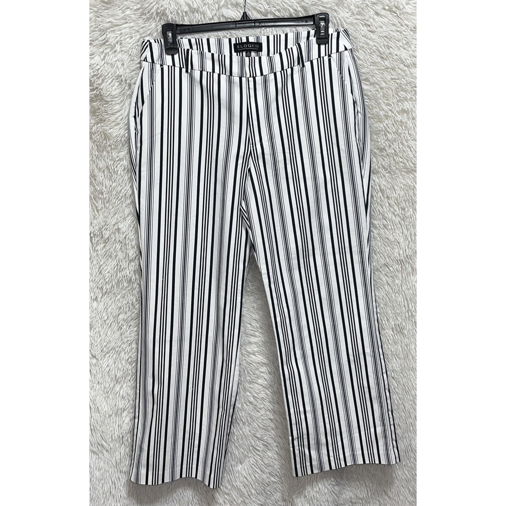 Eloquii Pants Womens Size 14 Black White Stripe Wide Leg Trouser Stretch Comfort - Picture 6 of 11